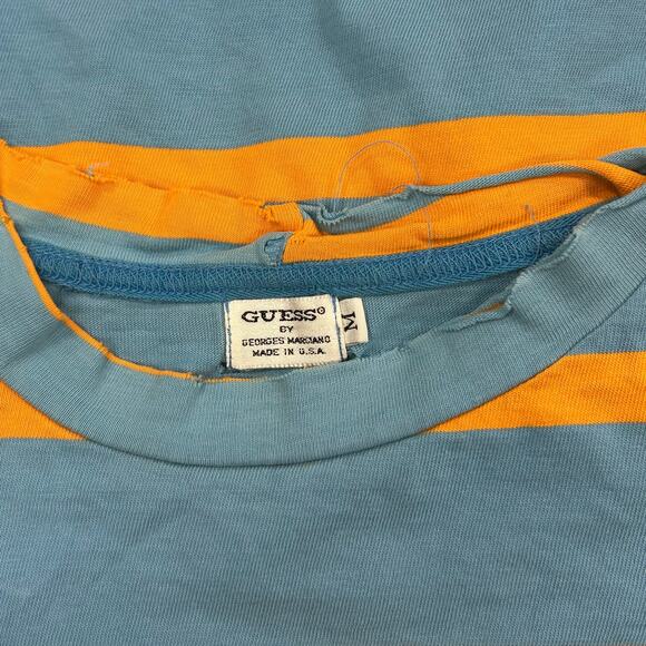 vintage 90s Guess Jeans USA striped Tee T Shirt Size Medium M B14 - Picture 6 of 9